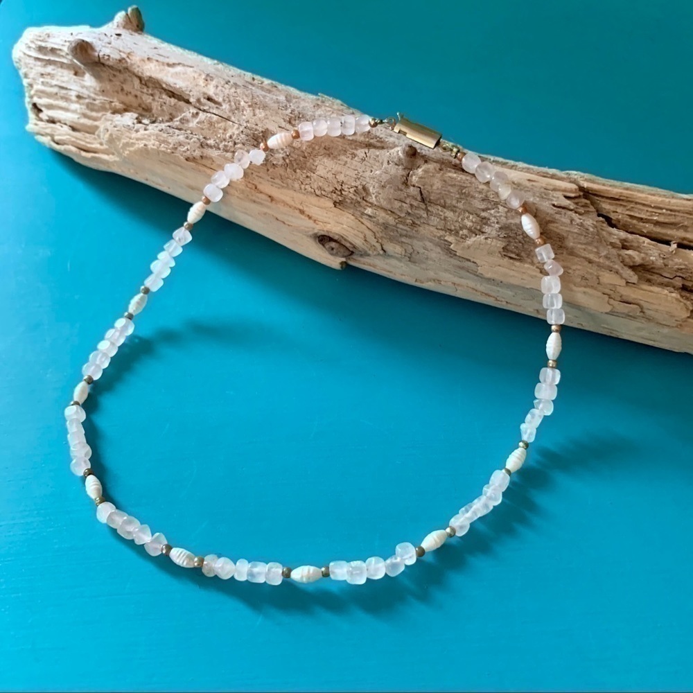 Pink Rose Quartz and Freshwater Pearl Necklace